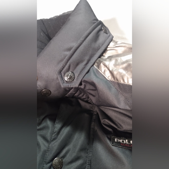 Rare Vintage POLO Ralph Lauren Polo Sport Black N Silver Down Puffer Jacket - Picture 12 of 16